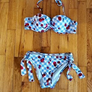 NEW - Adore Me Blue Cherry Bikini Swimsuit